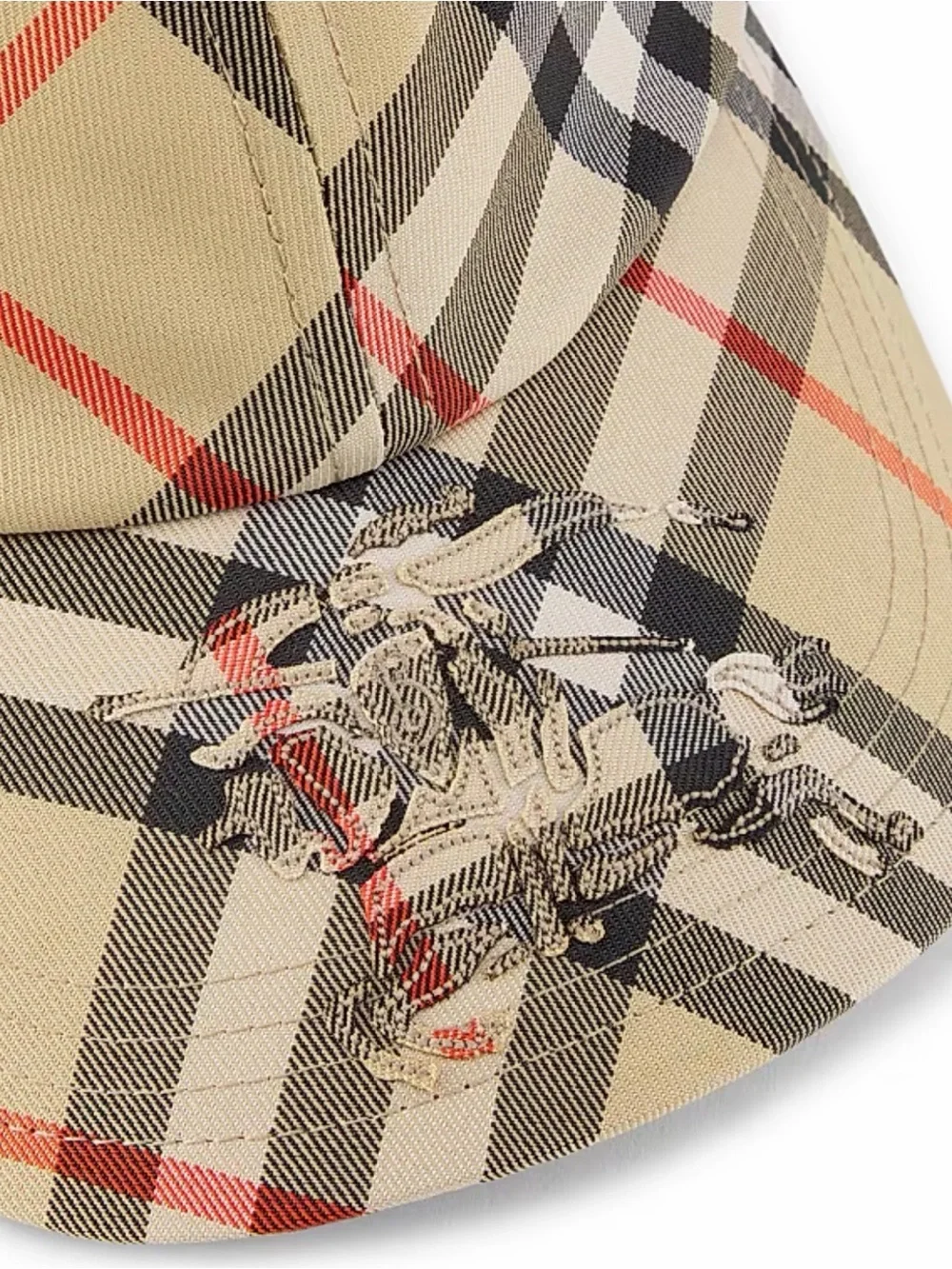 Burberry Beige Vintage Check Equestrian Logo Cap